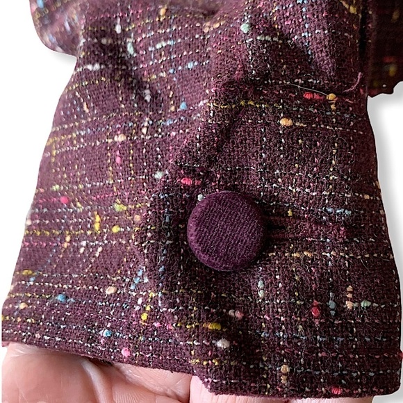 𝅺VINTAGE Esprit Burgundy Tweed Zip Front Utility Jacket Size Medium - Picture 6 of 10